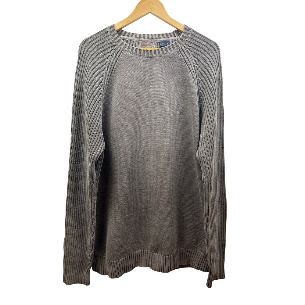 Debenhams Oversized Cotton Knit Sweater Mens M Brwn Ribbed Crewneck Y2K Timeless